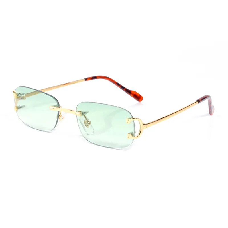 Verres de créateurs ovales Man Luxury Frameless Femmes Lunettes de soleil Brands steunpunk Transparent Sungass Rettrage Retangle Gradient Shades3004