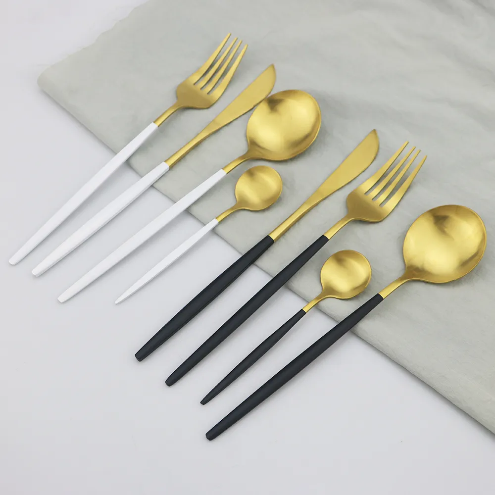 30st White Gold Cutlery LNIFE DESSERT Fork Sked Middag Tabeller Stål Rostfritt stål Kök Silver Silwar Set 2011282742