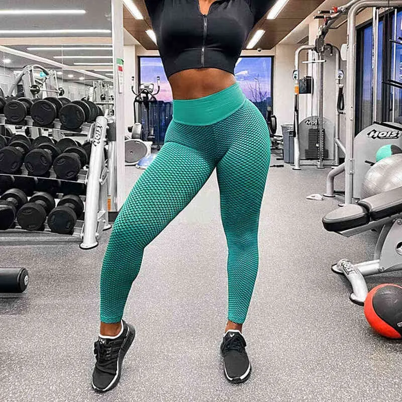 Sexy Booty Legging Textured Scrunch Butt Legging Fitness Sport Leggins Push Up Anticellulite Pantaloni da palestra Abbigliamento 211221