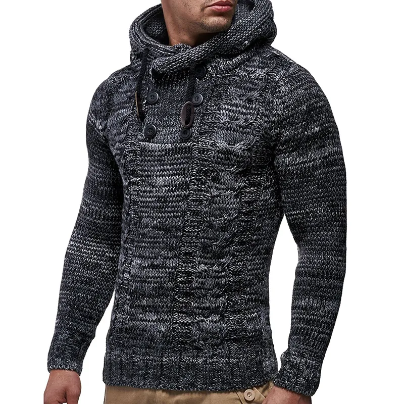 AKSR inverno caldo e spesso con cappuccio maglione di cotone a maniche lunghe dolcevita pullover maglioni maschili marca uomo abbigliamento maglione lavorato a maglia 201026