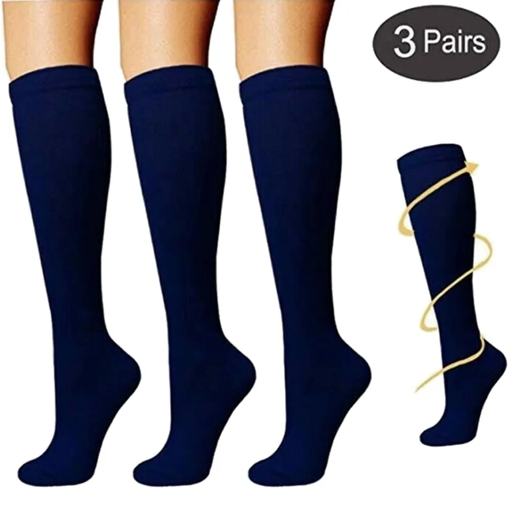 Palicy 3 çift Sıkıştırma Diz Yüksek Çorap 20-30mm HG Mezun Mens Womens S M L XL Ayak Bacak Desteği Stocking Spor Çorap 201109