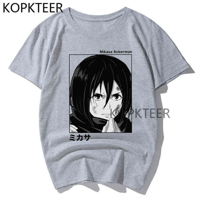Mikasa Ackerman T-shirt Attaque sur Titan Graphique Manga Streetwear T-shirts Anime Dessin Animé Hommes Femmes Mode T-shirts Harajuku Tops Y220208