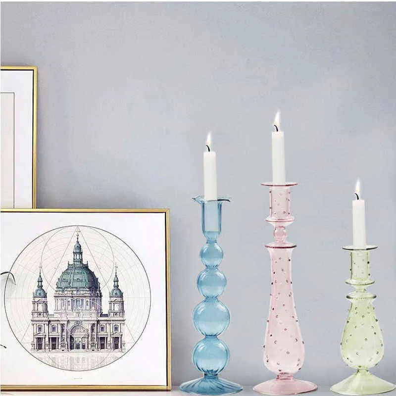 Bougeoir en verre décor à la maison décoration de mariage décoration de la maison accessoires européen rétro cristal chandelier livraison directe H1222