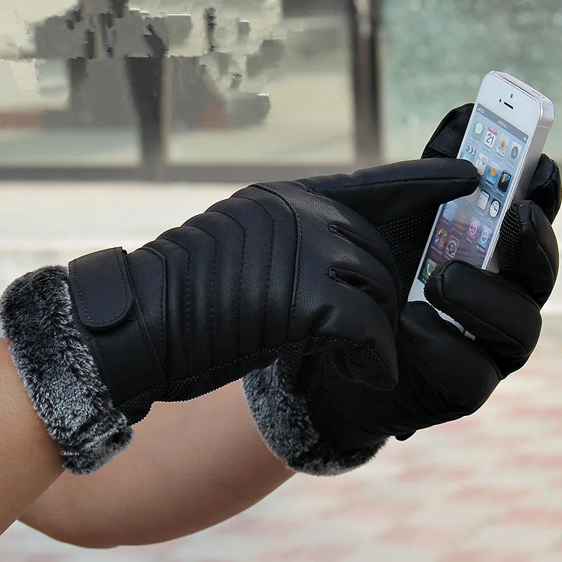 Nowe jesień zimowych sprawiedliwych rękawiczek Mężczyzn Screen Minteens Rękawice Męskie zagęszczanie turystyki jazdy na zewnątrz nie-poślizgowe rękawice skórzane rękawice