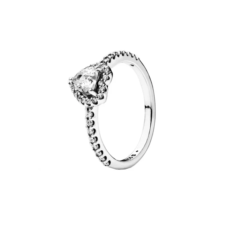 Anelli da donna in argento sterling 925 Princess Love Heart CZ Diamond Ring Lady Engagement Gioielli di lusso Regalo di anniversario con scatola