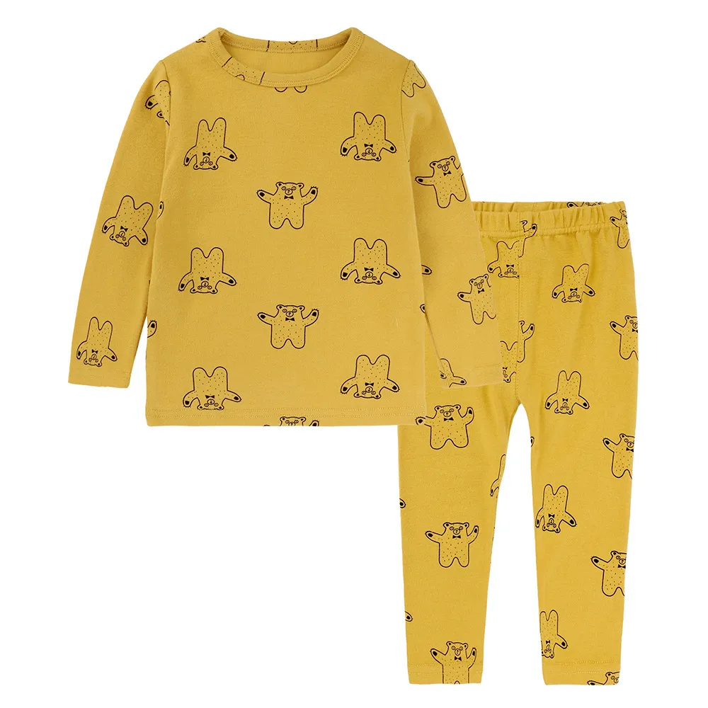 Bambini Pigiama Set Bambini Cartoon Accogliente homewear Neonati maschi Ragazze Ciglia Stampa Lounge wear Bambini Abito da sera LJ201216