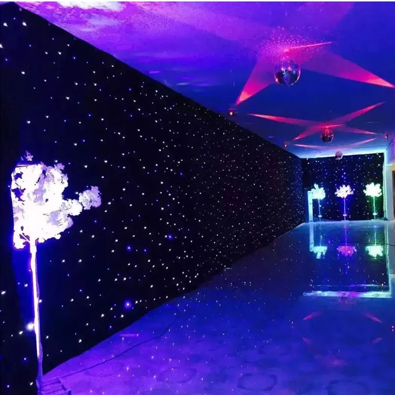 Party Decoration LED Star Curtain Fireproof Tyg Set For Nightclub Stage Wedding Backdrops Centerpieces levererar storlek Customizati233h