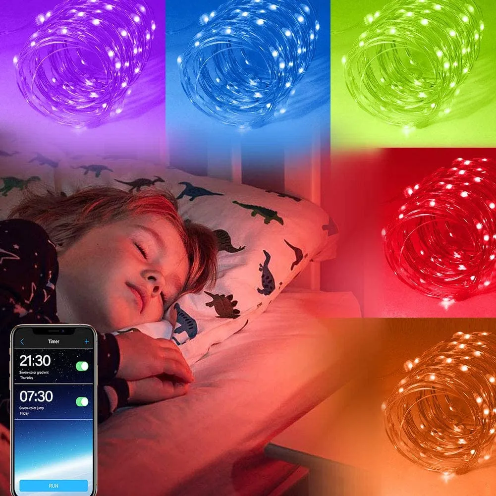 Luce a stringa LED USB Controllo app Bluetooth Lampada a stringa in filo di rame Luci da fata esterne impermeabili la decorazione dell'albero di Natale231E