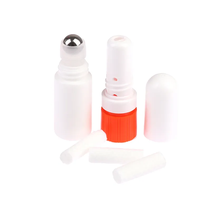 7 Färg 5ml Aroma diffusor Nasal inhalator Aromaterapi Portable 2in1 Essential Oljeflaska Wicks Nebulizer Flaskor Diameter1.75cm Höjd 8,6cm med eller utan logotyp
