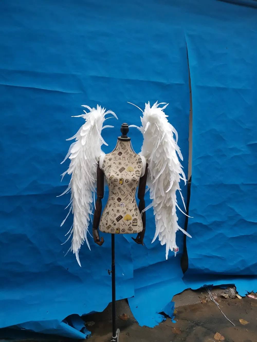 Accessoires créatifs de photographie d'anniversaire pour femmes, accessoires de pose pliables, grande plume blanche, aile d'ange, accessoires de tournage pour femmes, 288m