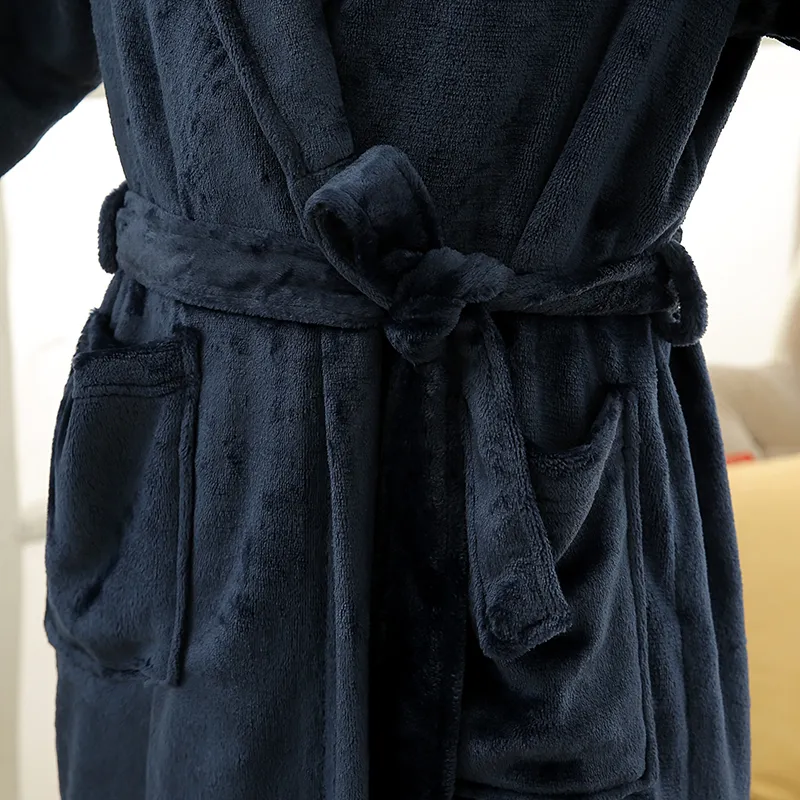 Amantes vestido para homens e mulheres quente super macio flanela coral lã longa banho robe mens kimono rounô masculino vestido vestido vestes 201023
