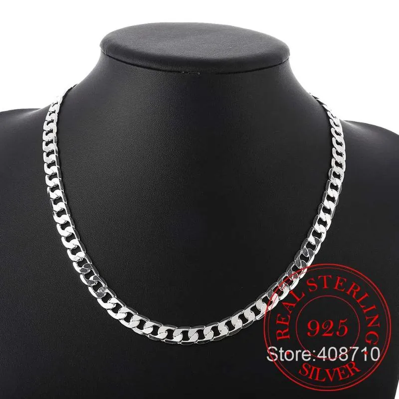 Kettingen 925 Sterling Zilver 8mm 16-24 Inch Mannen Ketting Zijketen Atmosferische Verklaring Gift Partij Jewelry265S