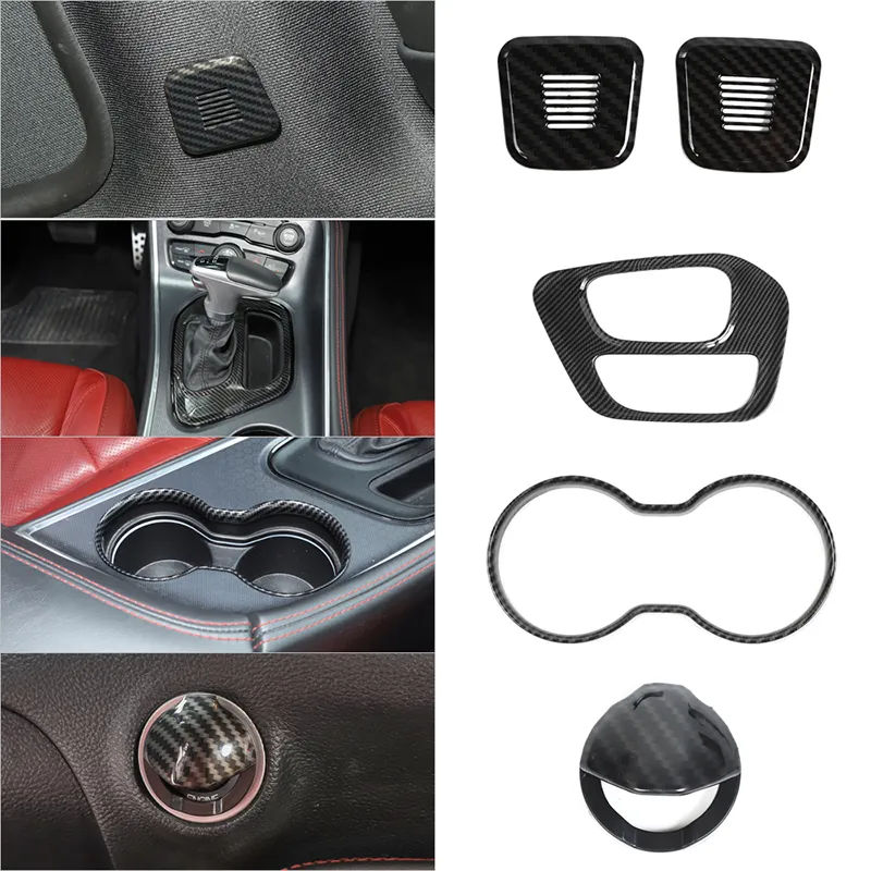 Kit de décoration intérieure ABS garniture décoration en Fiber de carbone pour Dodge challenger UP accessoires intérieurs automatiques