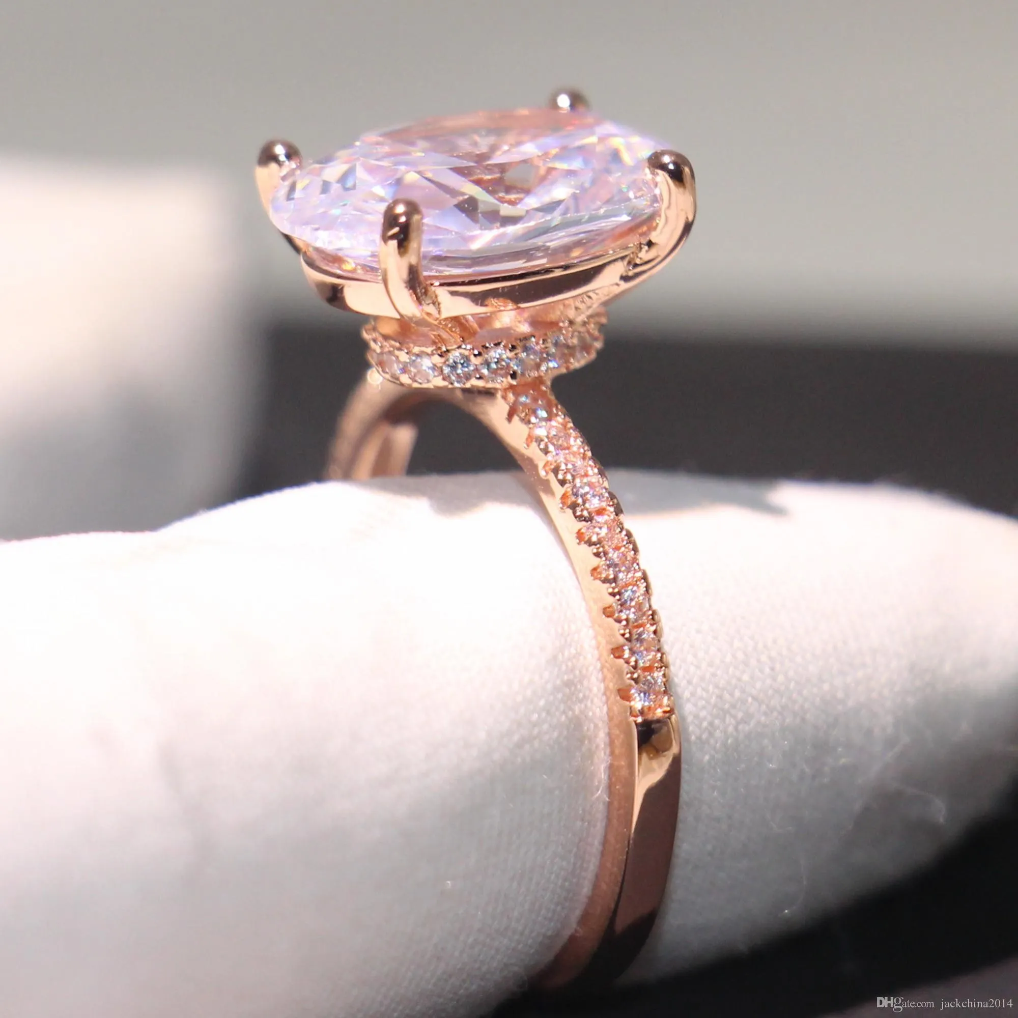 Choucong zupełnie nowy ins Top Sellig Luksusowa biżuteria 925 STRINGRING SREBLROSE Gold Oval Cut Large Diamond Ring Women Wedding Some