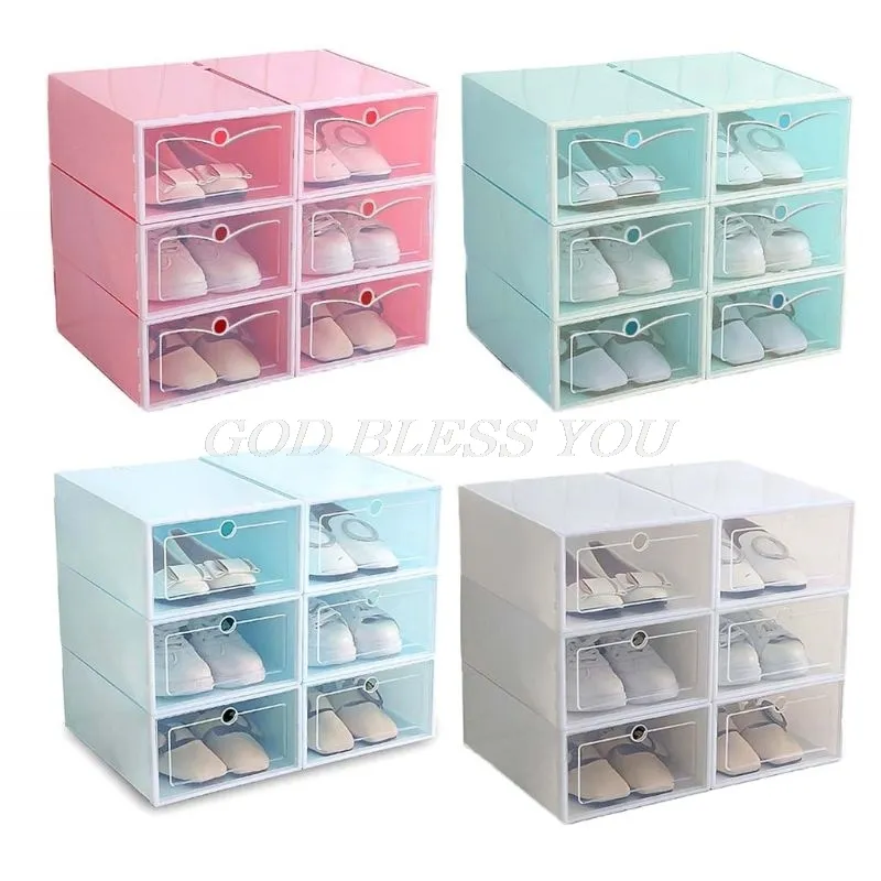 Plastic Shoe Box Stackable Foldable Shoe Organizer Drawer Storage Case with Flipping Clear Door Ladies Men 33 5x23 5x13cm LJ2182s