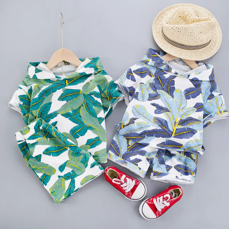 Hawaii Baby Kleidung 14 Jahre Jungen T-shirt Mit Kapuze Shorts Kinder Urlaub Kostüm Baumwolle Kleinkind Kinder Kleidung Outfits LJ2008145747584