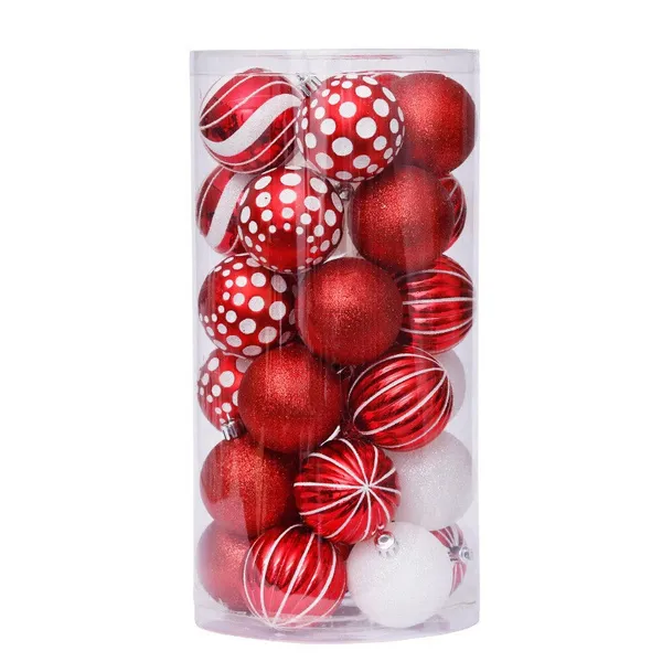 6cm boules de Noël en plastique 2021 décorations de Noël de Noël pour la maison ornements de pendentif d'arbre de Noël 201127