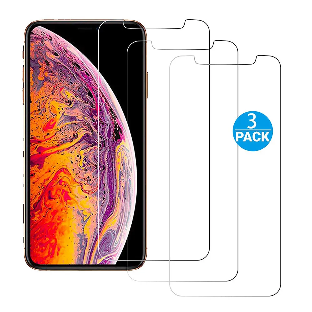 3 Packs pcs For Iphone 15 14 13 12 mini 11 PRO XR XS MAX 5.8 6.1 6.5inch Tempered Glass Screen Protector 0.26mm 2.5D Round Edge For iphone X 7 8 plus Glass