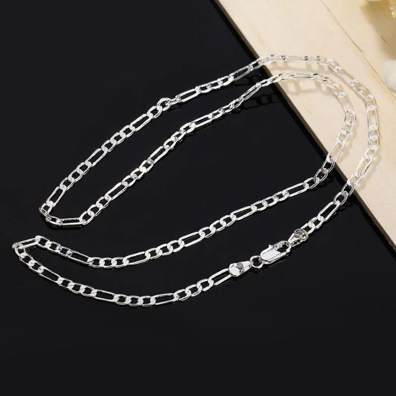 Chains AGLOVER 925 Sterling Silver 16 18 20 22 24 26 28 30 Inch 4MM Link Necklace For Woman Man Fashion Wedding Jewelry Gift230K