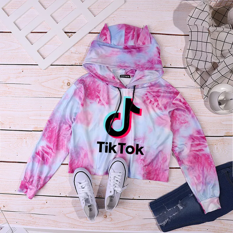 Moletom Tiktok para mulheres roupas meninas tik tok outono com capuz de inverno com capuz com suéter esportivo roupas de suéter1670555