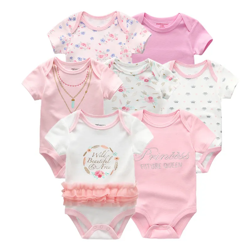 Baby Strampler Sommer 7 Teile/los Kurzarm Jungen Kleidung Neugeborene Mädchen Overalls 100% Baumwolle Roupas de bebe Für 0-12M Neugeborenen 201023