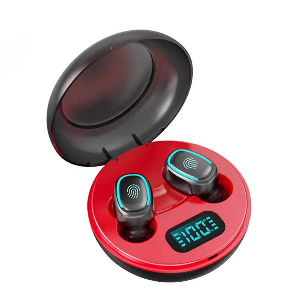 Wireless Earphones A10 TWS Bluetooth 5.0 Wireless HiFi In-Ear Earphones with Round Digital Charging Box Sports Headphones Earbuds