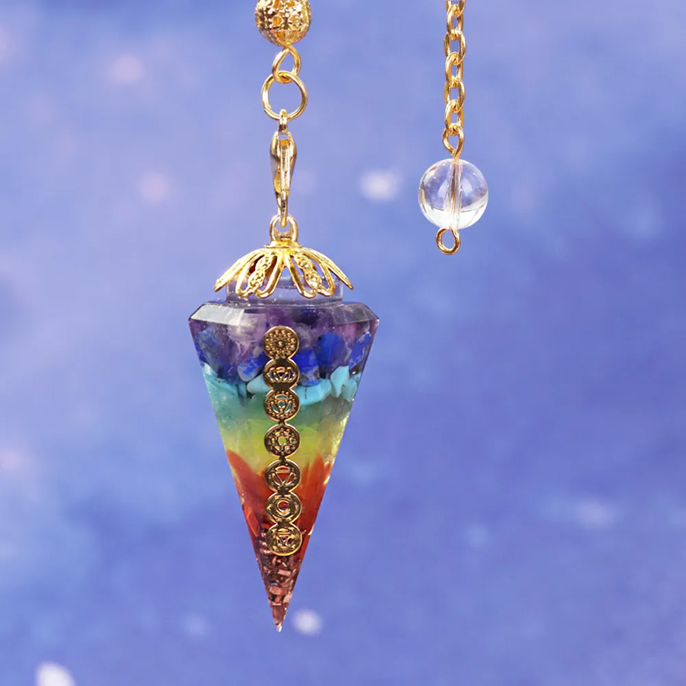 Orgonite Reiki Pendulum Natural Stone Amulet Healing 7 Chakra Crystal Energy Meditation Hexagonal Pendanr For Women Jewelry6210521