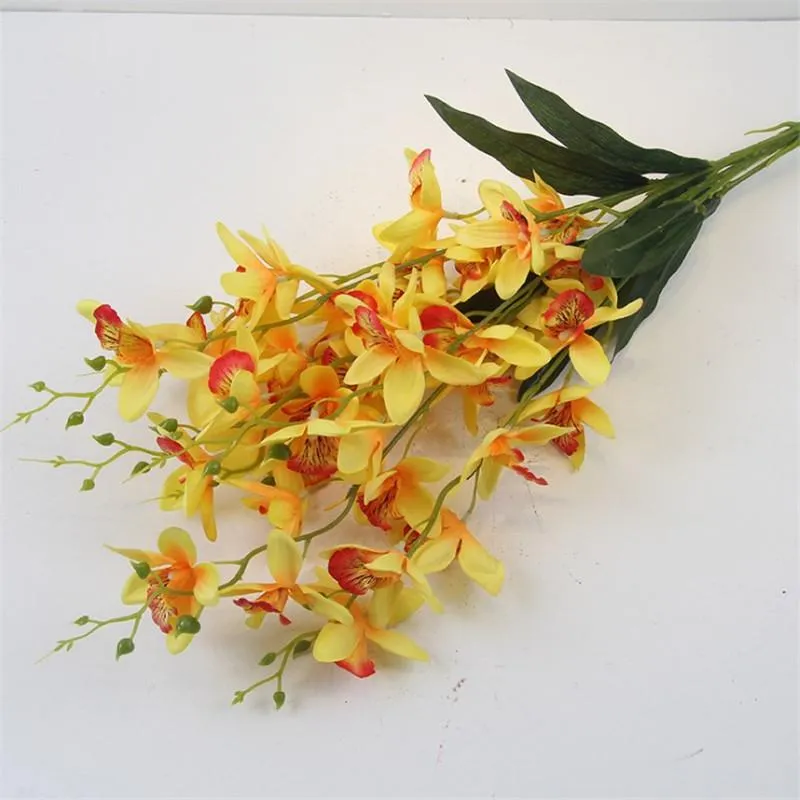 Bouquet de fausses orchidées Cattleya, 7 tiges, 23 à 62 longueurs, 10 pièces, Simulation pour Bouquet de mariée, fleurs artificielles décoratives pour la maison, DIY, 291T