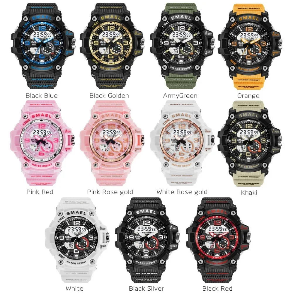 SMAEL Dames Sport Digitaal Horloge Elektronisch Quartz Dual Core Display LED Waterdichte Horloges Casual Student Horloge Meisje Klok 20292k