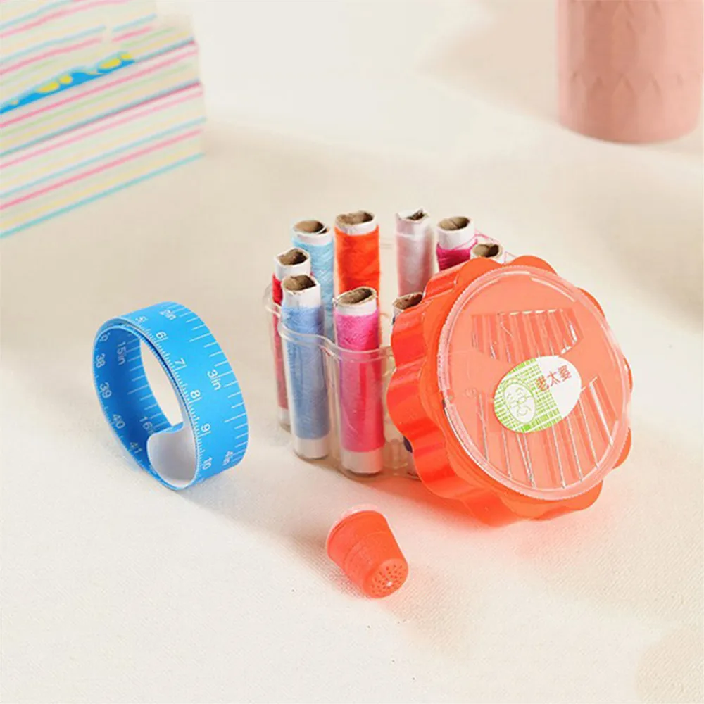 Portable Travelling Sewing Kits Needle Thimble Measuring Tape Sewing Tools Accessories Set with Plastic Case Organizer Box