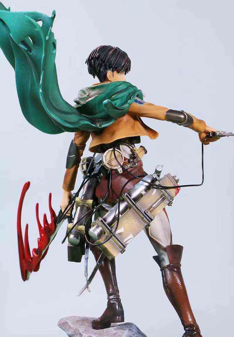 Attaque d'anime de 35 cm sur la figure Titan Shingeki No Kyojin Levi Ackerman PVC Action Figure Toy GK GAK Game Statue Collection Doll AA224121820