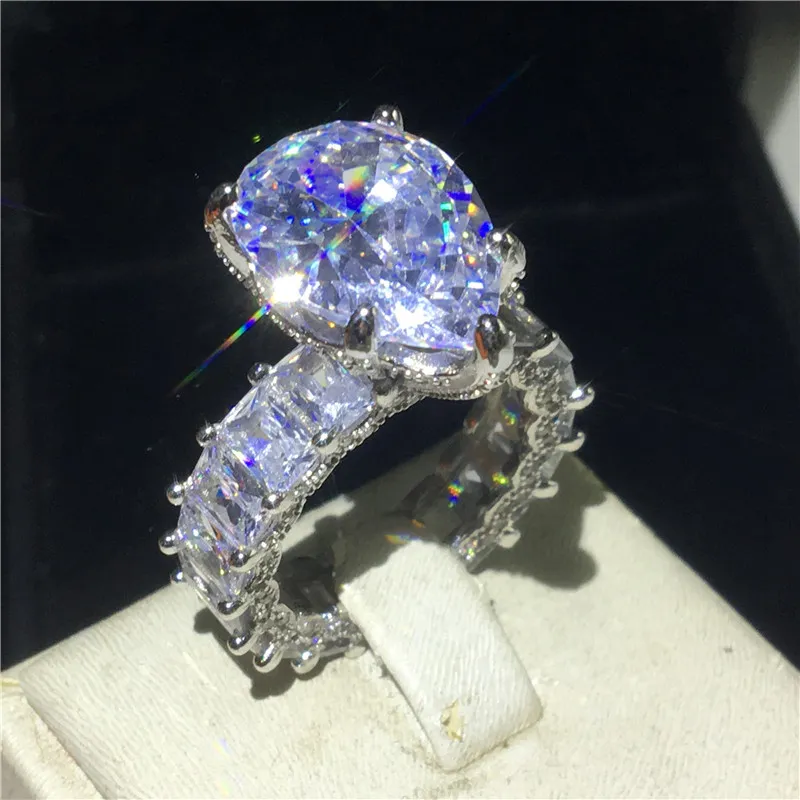 2020 Goutte d'eau à la main 8ct Lab Diamond Ring 925 Bijoux en argent sterling Bagues de fiançailles pour femmes hommes Bijou cadeau Y251b