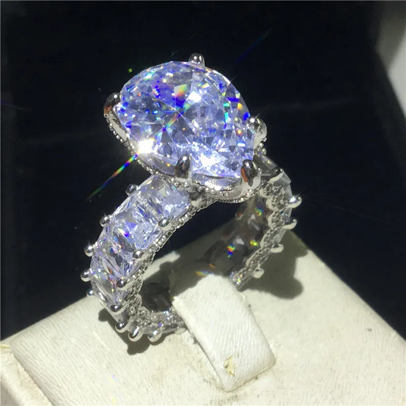 2020 Goutte d'eau à la main 8ct Lab Diamond Ring 925 Bijoux en argent sterling Bagues de fiançailles pour femmes hommes Bijou cadeau Y267y