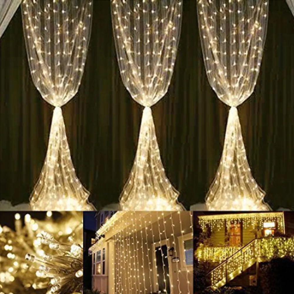 3x36x3 Fernbedienung Eiszapfen Vorhang Lichterkette Weihnachten LED String Garland Party Garten Straße Hochzeit Dekor Y201020