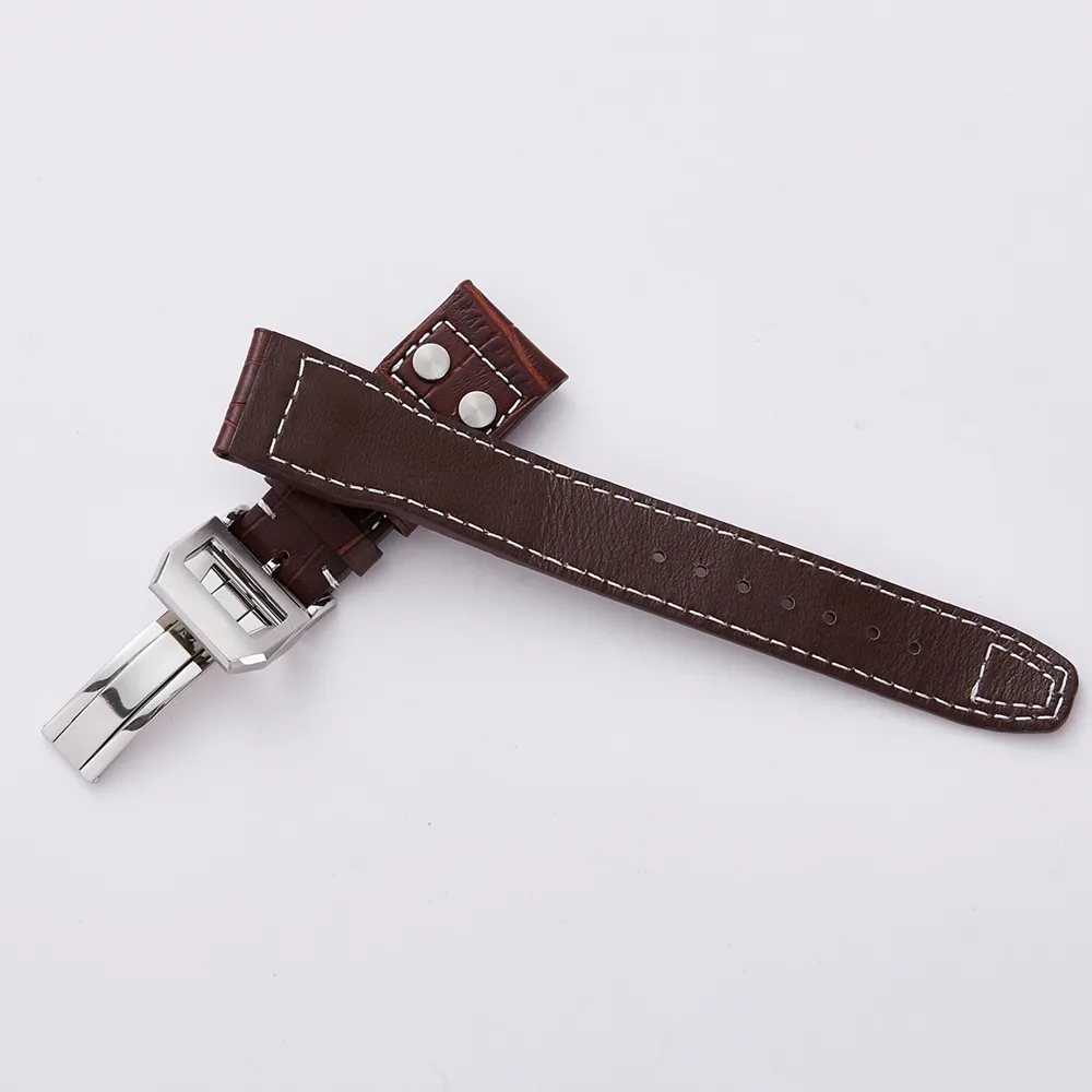 20mm 22mm äkta kalvläderklockband med spänne -lås för herrklockor för passform iwc armband toppkvalitet336a