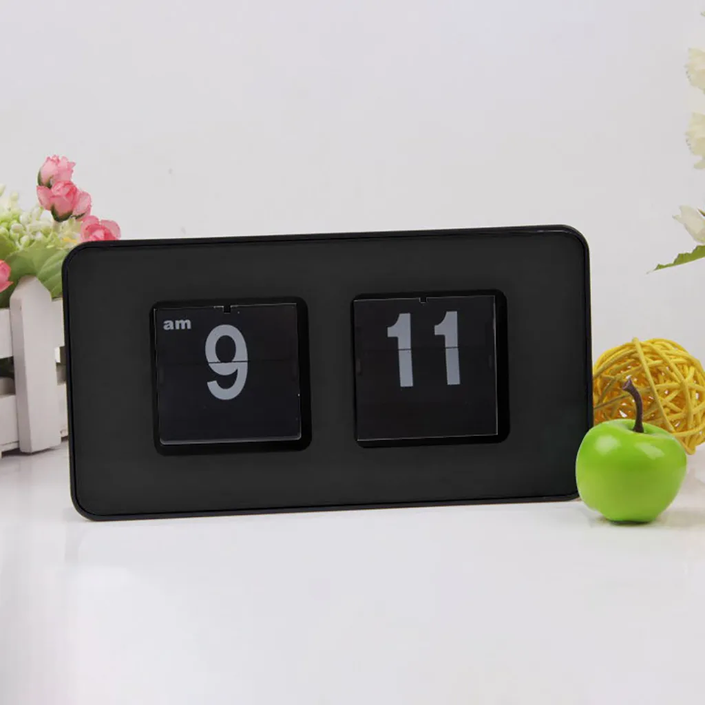 Auto Flip Over Clock Desk Flip Internt Gear Operated Stilig Modern Desk Wall Digital Clock Heminredning Ny dropshipping 201120