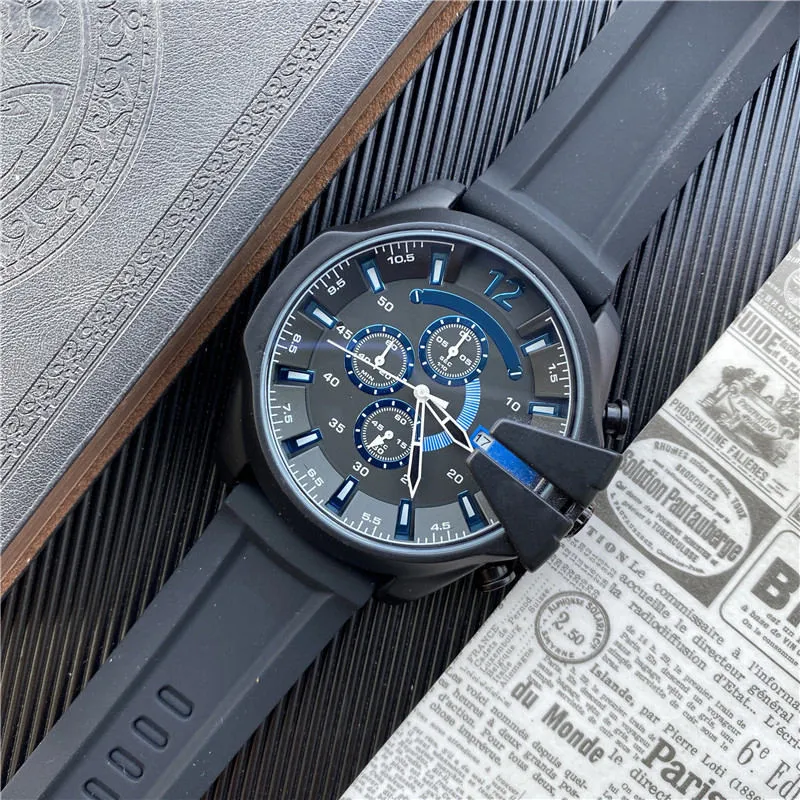 Marca masculina relógios esportivos casuais correndo segundos quartzo masculino relógio de pulso pulseira de borracha reloj de lujo211h