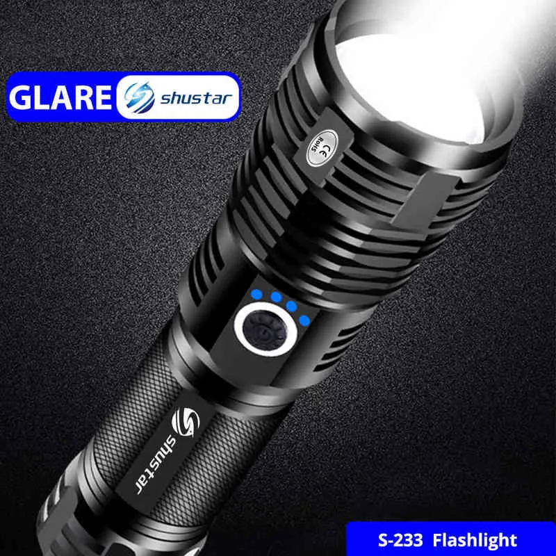 Quad-Core Led Flashlight With XHP70.2 Lamp Bead Tactical Flashlight Waterproof 5 Lighting Modes Zoomable Camping Hunting Light J220713