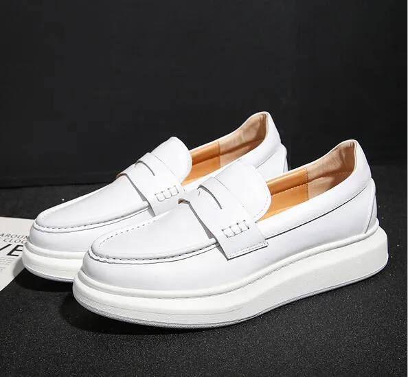 Nouveau blanc hommes chaussures décontractées sans lacet haute qualité hommes chaussures en cuir véritable mocassins chaussures pour hommes