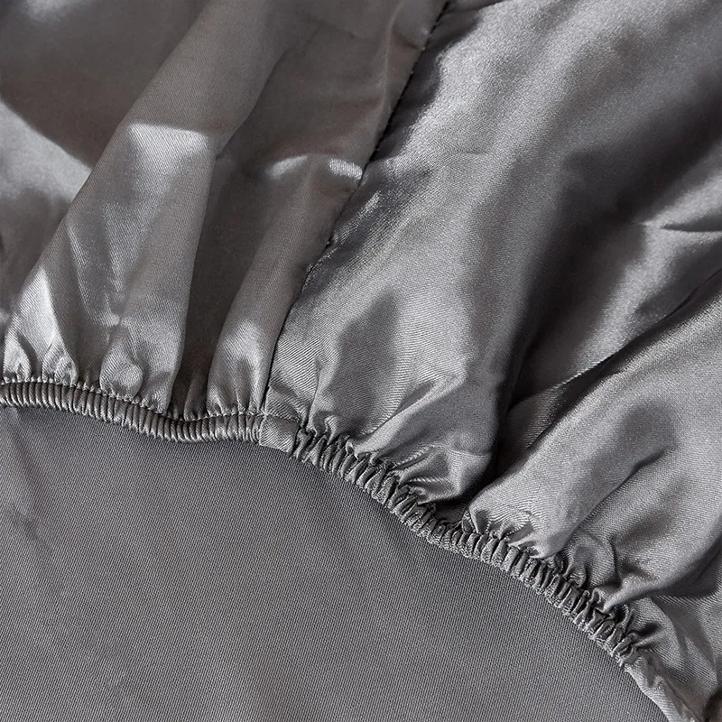 Sábana de seda satinada, funda de cama sedosa, banda elástica, sábanas ajustadas y planas, colcha para colchón LJ2008212973