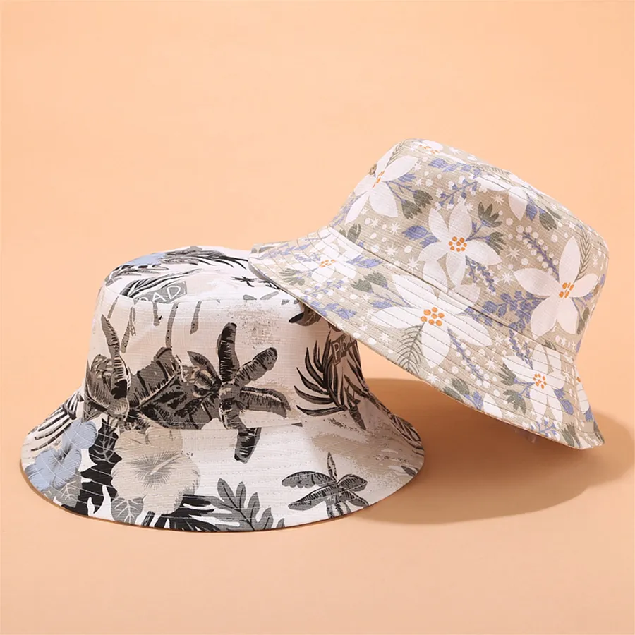 Novo chapéu de balde de estampa de flor 3D Mulheres japonesas Fahion Basin Hat Summer Summer Outdoor Top Top Sun Cap hip-hop Fisherman Hats