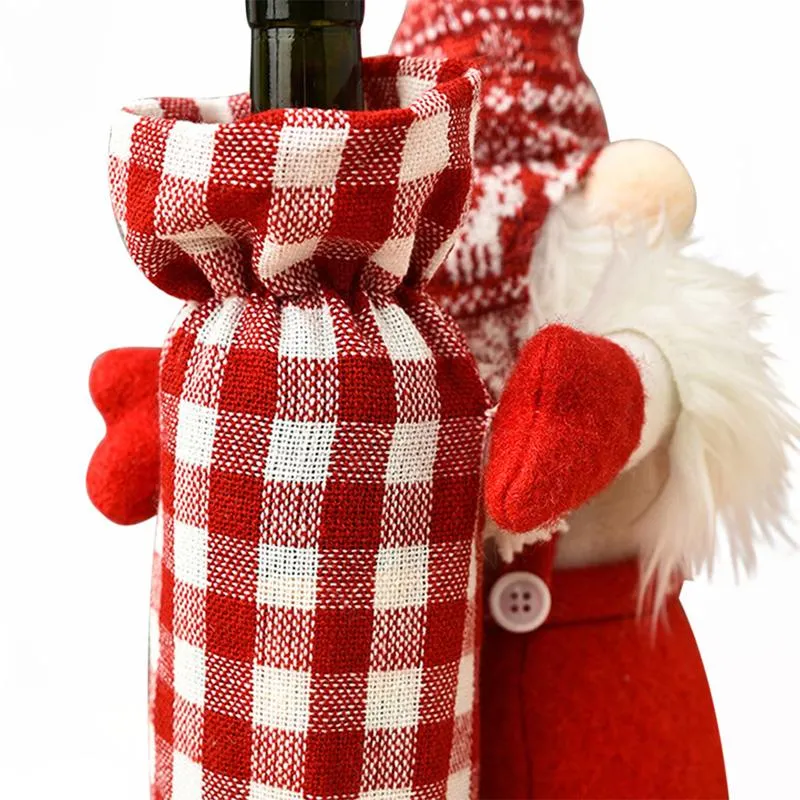 Decorazioni natalizie Copribottiglie di vino Simpatico gnomo svedese titolari di copertine sacchetti regalo decorazione della tavola Xmas277G