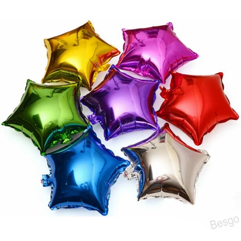Balão de alumínio de 10 polegadas Cinco-apontado estrela pequena folha de alumínio balão de aniversário por atacado balões de festa de casamento decoração BH4448 wly