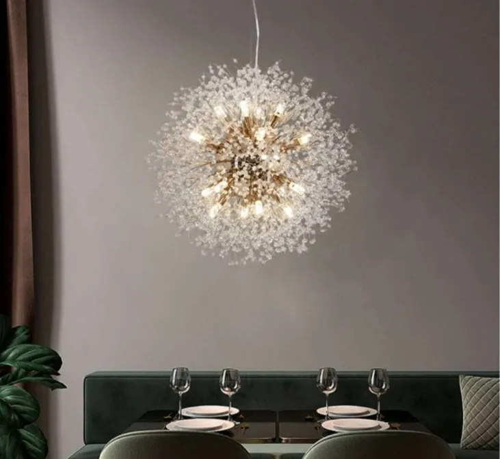 Moderne Cristal Pissenlit LED Lustre Éclairage Lampe Suspendue Pour Salon Salle À Manger Décoration De La Maison Pendentif Suspendu Light238M