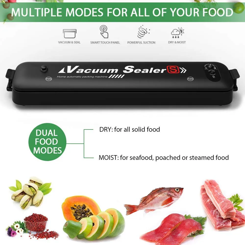 Vacuum Food Sealing Machine Safety Certification meat Sealer with Bags Starter Kit Dry and Moist Modes for Keep fruit fresh273r