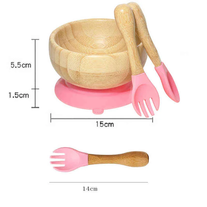 Baby Toddler Infant Feeding Bowls Bamboo Spoon Baby Learning Dishes Suction Bowl Toddler Assist Plate Children Tableware G1221