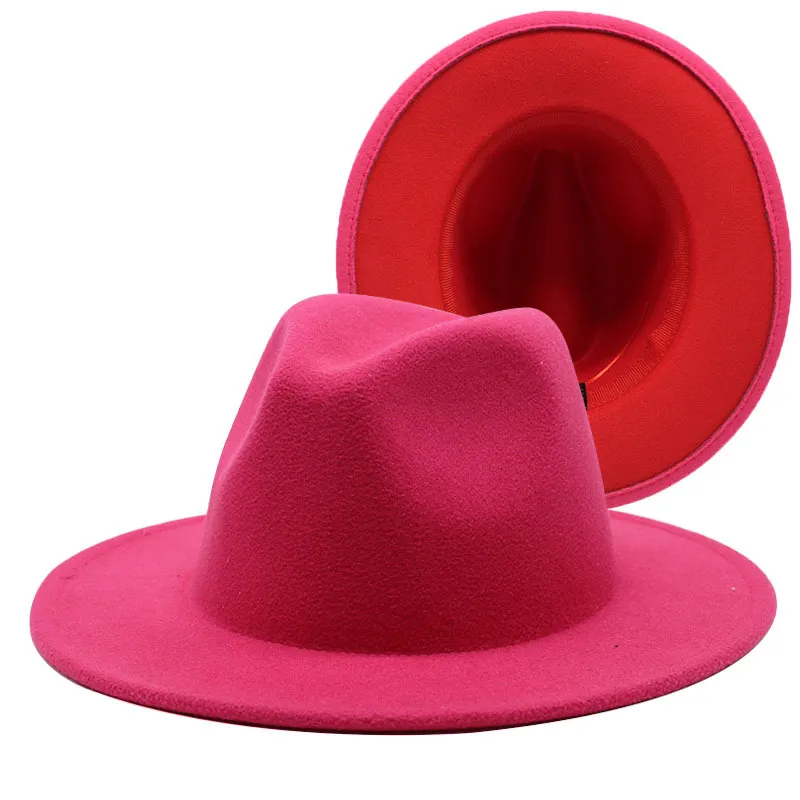 Nouvelle orange avec des chapeaux fedora femmes en gros fausse laine largeur largeur deux tons chapeau jazz hommes panama fête mariage hat formel 5055623