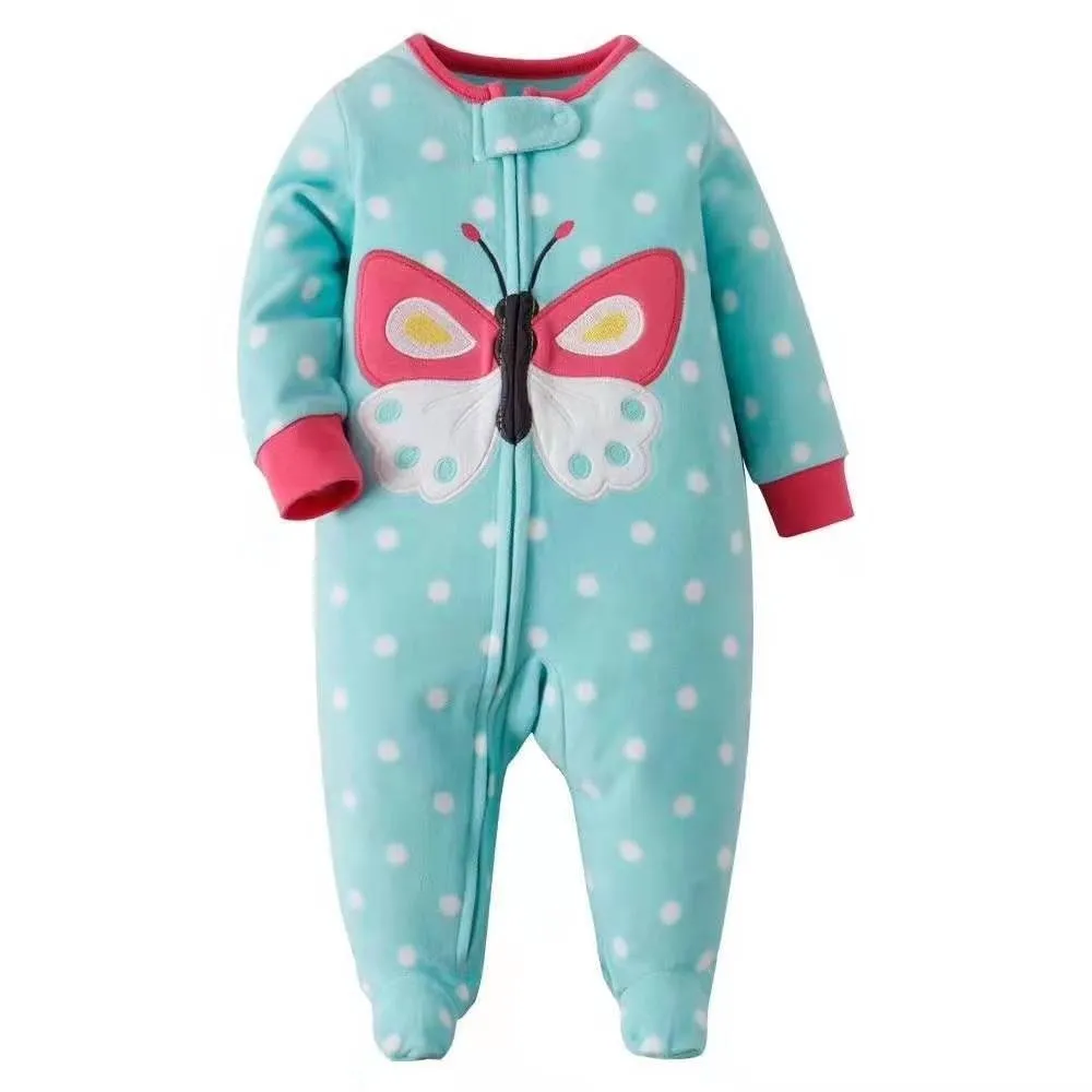 nouveau-né bébé vêtements dessin animé nouveau-né garçon fille combinaison à manches longues footies polaire 2020 zipper unisexe 0-12 mois costume d'hiver LJ201023