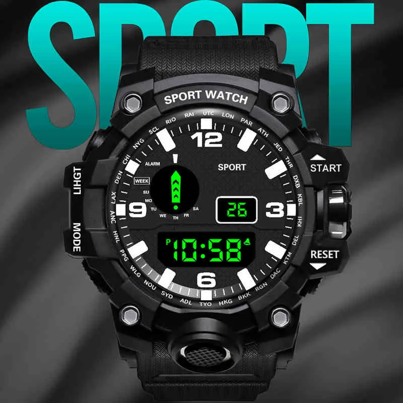 Sports Watch Militär Män Klockor Siliconeled Digital Armbandsur Stötskydd Vattentät Man Elektronisk Klocka Relogio Masculino