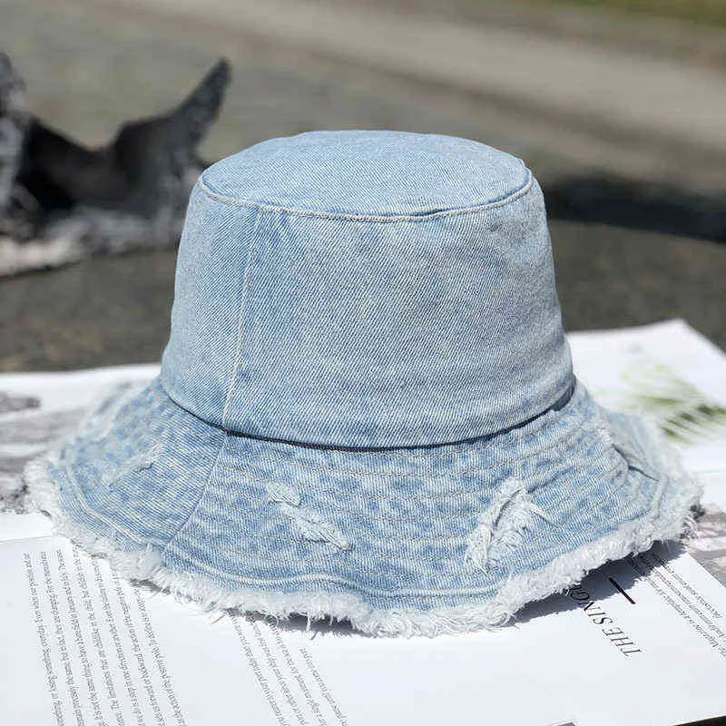 MAXSITI U Vintage Denim sombrero con forma de cubo para mujer de algodón lavado sombrero de pescador borla de ala grande moda ocio gorro de lavabo 2112272273